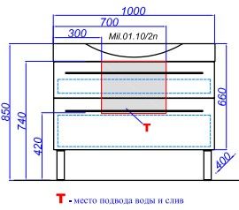 Тумба под раковину Aqwella Милан 100 Mil.01.10/2n/W